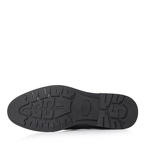 BASTO/百思图冬季专柜同款黑色牛皮休闲简约男皮鞋17N24DM7