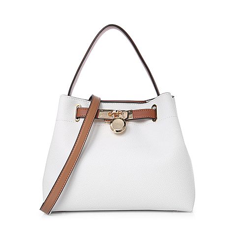 basto/百思图2018春季专柜同款白色人造革时尚简约通勤女单肩包x1313