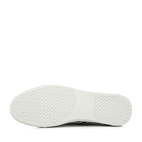 BASTO/百思图2018夏季专柜同款白色软面牛皮条纹平跟男休闲鞋BUD01BM8