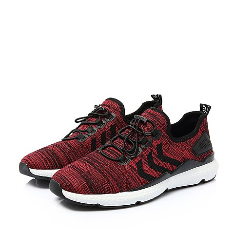 BASTO/百思图2018夏季专柜同款黑/红纺织物男休闲鞋BHQ98BM8