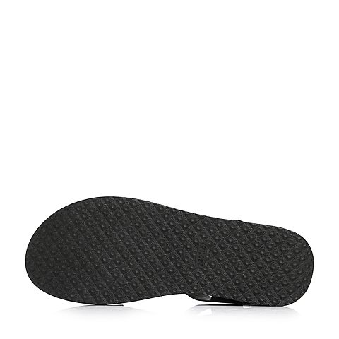 BASTO/百思图2018夏季专柜同款黑色人造革休闲简约坡跟女凉鞋DB325BL8