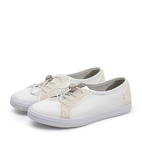 BASTO/百思图2018秋季专柜同款白色软面小白鞋女休闲鞋YIP63CM8
