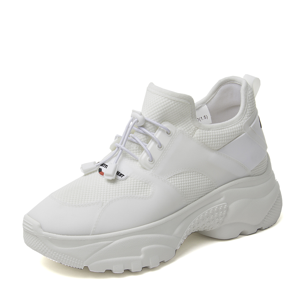 basto/百思图2018秋季新品白色弹力布/tpu运动风女休闲鞋老爹鞋a1826