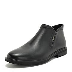 BASTO/百思图2018冬季专柜同款黑色牛皮革商务简约男低靴TY182DD8