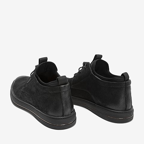 BASTO/百思图2018冬季专柜同款黑色牛皮革简约男休闲鞋X2015DM8