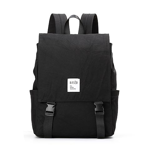 BASTO/百思图春季专柜同款黑色织物/人造革时尚纯色休闲背提包X1661AX9