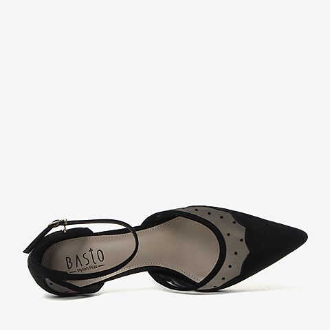BASTO/百思图夏季专柜同款黑色细跟休闲女凉鞋MA9M8BK9