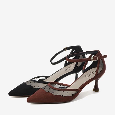 BASTO/百思图夏季专柜同款黑色细跟休闲女凉鞋MA9M8BK9