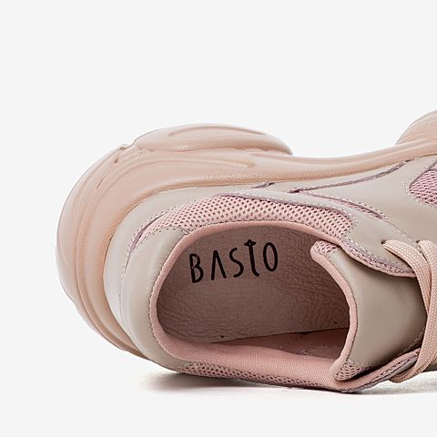 BASTO/百思图秋季粉色网布拼接休闲女旅游鞋A5181CM9
