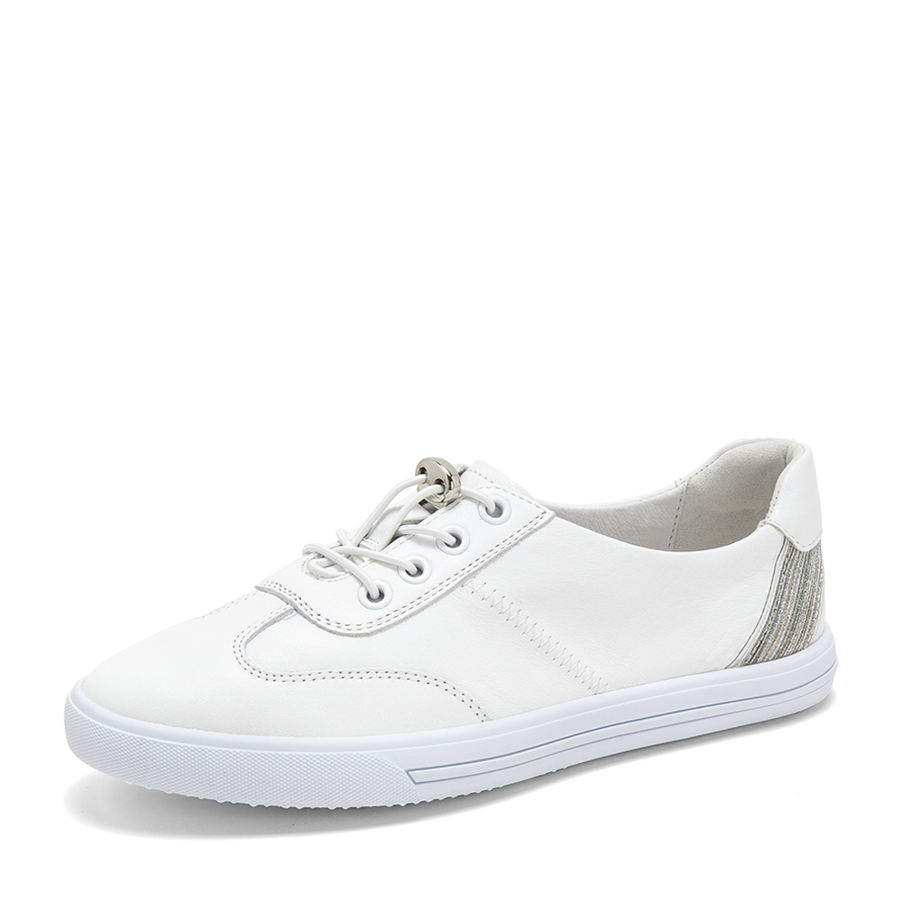 BASTO/百思图秋季专柜同款白色软面牛皮革小白鞋女休闲鞋YIP29CM9