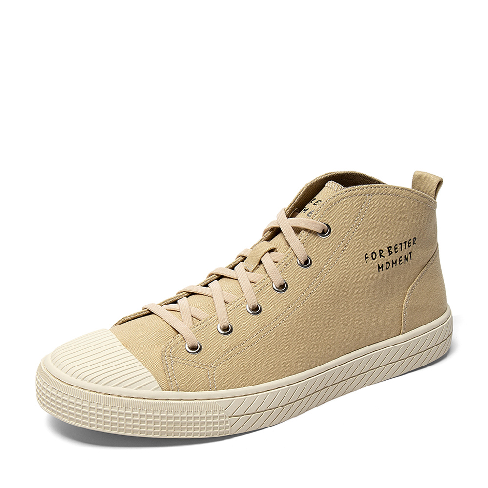 basto百思图秋季专柜同款卡其色纺织物趣味文字男休闲鞋cjv03cm9