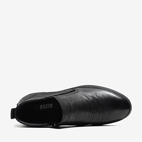 BASTO/百思图冬季专柜同款牛皮革套筒商务男休闲鞋F9612DD9