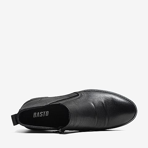 BASTO/百思图冬季专柜同款牛皮革套筒商务男休闲鞋F9612DD9