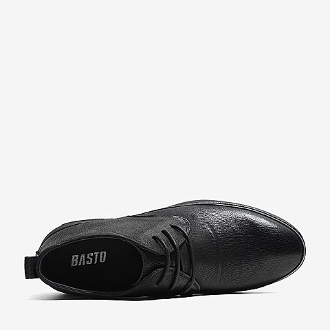 BASTO/百思图冬季专柜同款牛皮革系带商务男休闲鞋F9611DD9