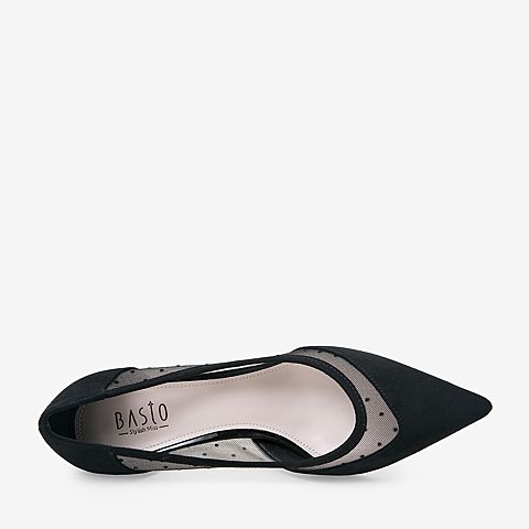 百思图2020春季新款商场同款波点网纱尖头仙女细高跟单鞋MAM36AQ0