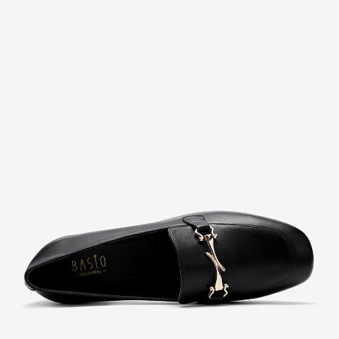 百思图2020春季新款商场同款牛皮马衔扣粗跟英伦女乐福鞋A2025AQ0