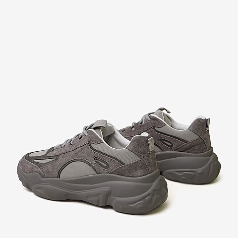 百思图2020春季新款学院风系带拼皮厚底运动慢跑女老爹鞋A3316AM0