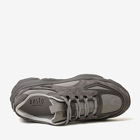 百思图2020春季新款学院风系带拼皮厚底运动慢跑女老爹鞋A3316AM0