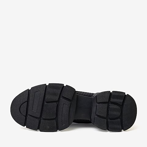 百思图2020春季新款黑色系带网面透气运动休闲风女老爹鞋A2036AM0