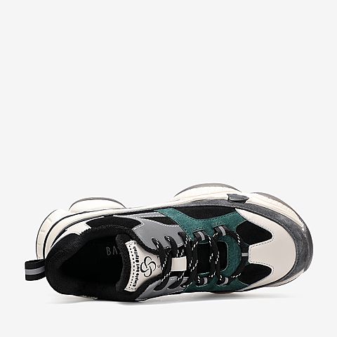 百思图2020春季新款商场同款撞色系带厚底运动风女老爹鞋BA832AM0