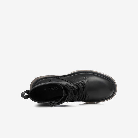 百思图2020冬季新款商场同款英伦休闲绑带马丁靴女皮短靴RAB44DD0