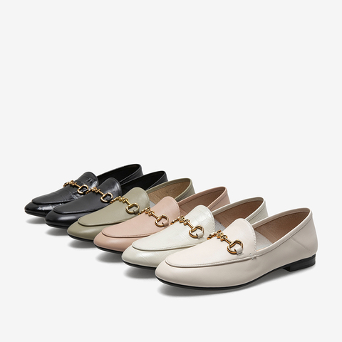 百思图2021春季新款商场同款时尚马衔扣浅口乐福鞋女单鞋RSM21AA1