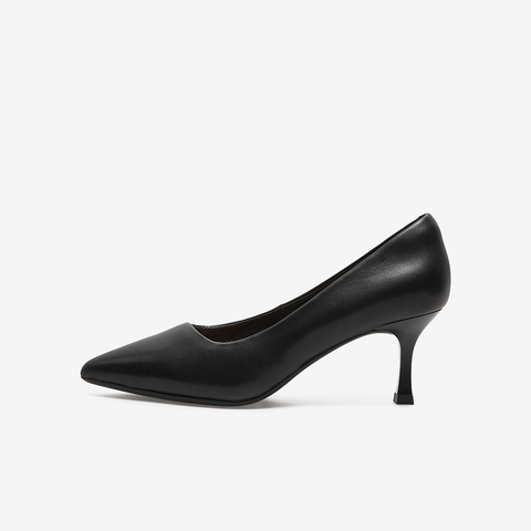 百思图2021春新款商场同款简约通勤尖头细高跟浅口女单鞋A2150AQ1