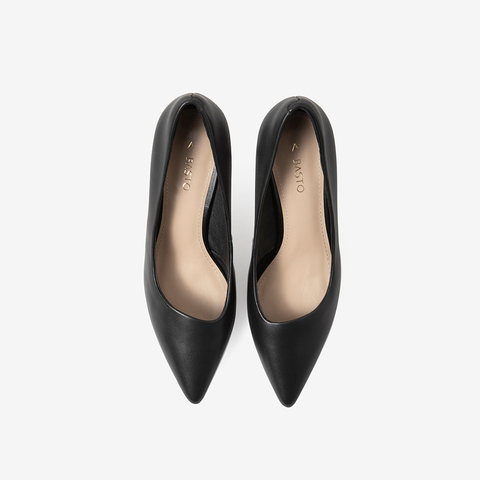 百思图2021春新款商场同款简约通勤尖头细高跟浅口女单鞋A2150AQ1