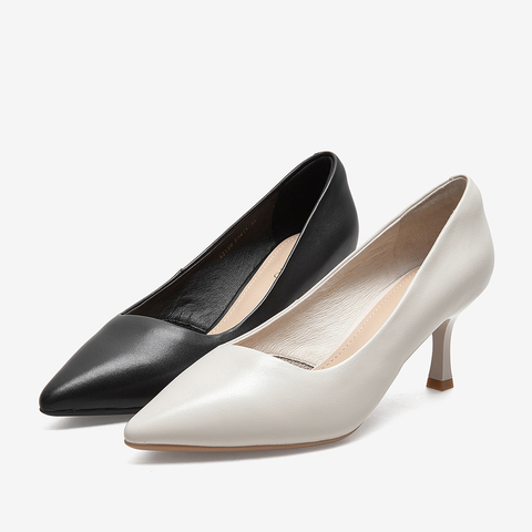 百思图2021春新款商场同款简约通勤尖头细高跟浅口女单鞋A2150AQ1
