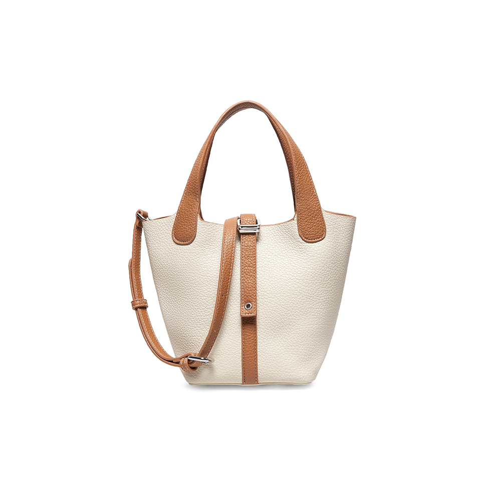 百思图2021春季新款超火质感菜篮子手提单肩斜挎水桶包女X2257AX1