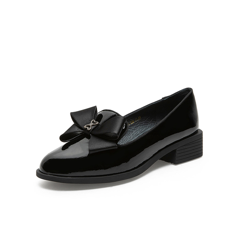 百思图2021春季新款商场同款时尚蝴蝶结浅口女单鞋A5096AA1