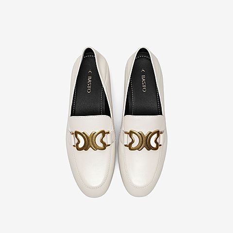 百思图2021春季新款商场同款复古金属饰懒人单鞋女乐福鞋KA175AA1