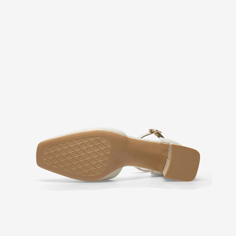 百思图2021夏季新款商场同款简约石头纹包头一字带女凉鞋RJF01BK1