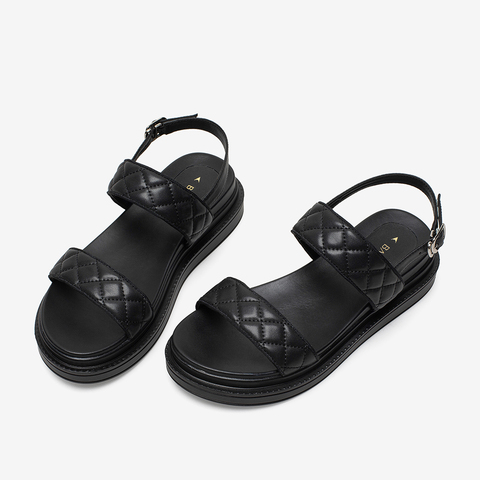 百思图2021夏季新款时尚网红运动凉鞋菱格纹厚底女凉鞋EB322BL1