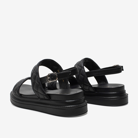 百思图2021夏季新款时尚网红运动凉鞋菱格纹厚底女凉鞋EB322BL1