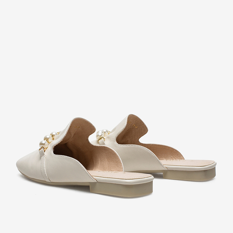 百思图2021夏季新款复古珍珠懒人一脚蹬穆勒拖方跟女凉拖RO322BH1