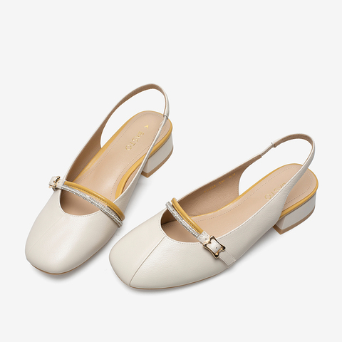 百思图2021夏季新款商场同款时尚简约一字带后空女凉鞋RD208BH1