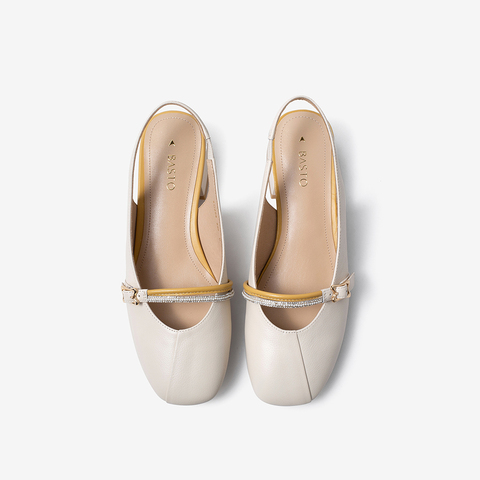 百思图2021夏季新款商场同款时尚简约一字带后空女凉鞋RD208BH1