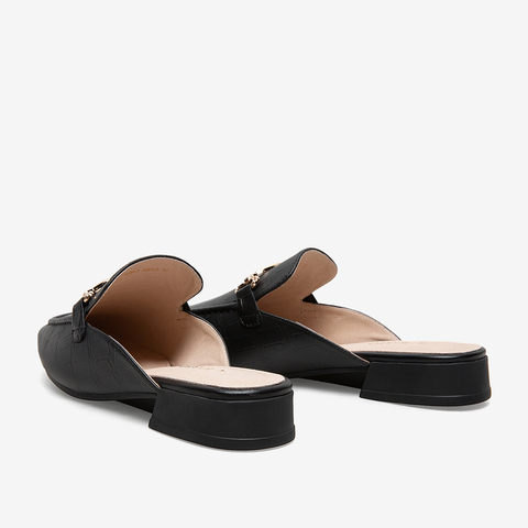 百思图2021夏季新款时尚金属扣粗跟方头穆勒拖女凉拖A2813BH1