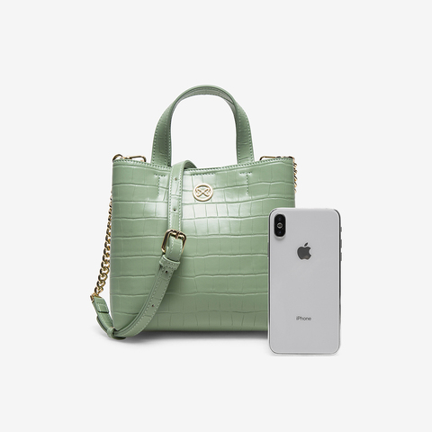 百思图2021夏季新款商场同款鳄纹水桶包单肩手提斜跨包X2274BX1