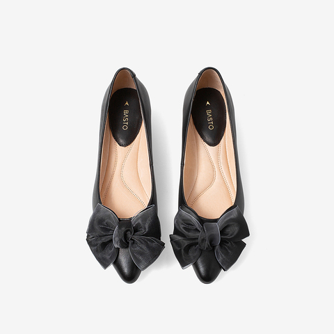 百思图2021春季新款商场同款时尚蝴蝶结方跟浅口女单鞋TCP20AQ1