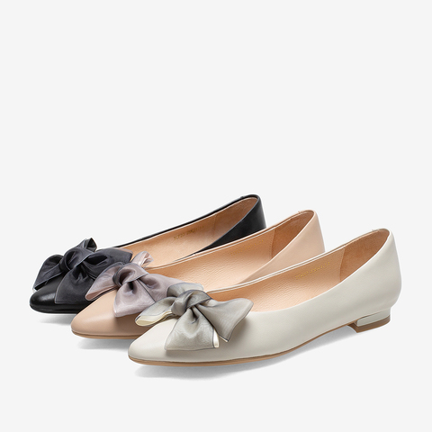 百思图2021春季新款商场同款时尚蝴蝶结方跟浅口女单鞋TCP20AQ1