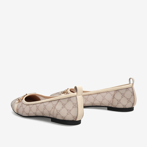 百思图2021春季新款商场同款简约金属饰网纱浅口女单鞋WFD12AQ1