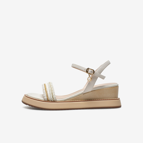 百思图2021夏季新款商场同款时尚松糕底坡跟漏趾女凉鞋TCN32BL1