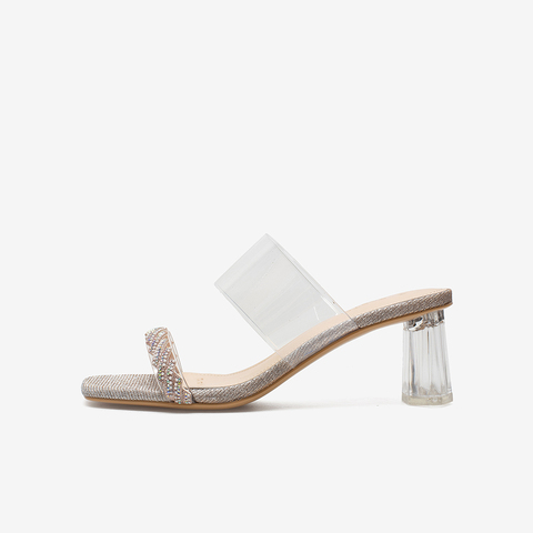 百思图2021夏季新款商场同款时尚拼接水钻粗跟女凉拖RQ710BT1