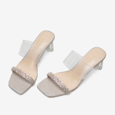 百思图2021夏季新款商场同款时尚拼接水钻粗跟女凉拖RQ710BT1