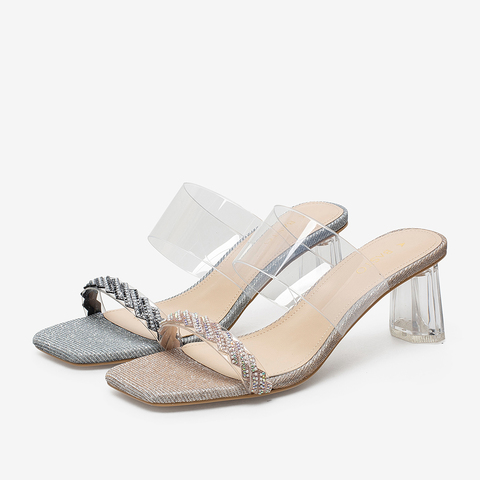 百思图2021夏季新款商场同款时尚拼接水钻粗跟女凉拖RQ710BT1