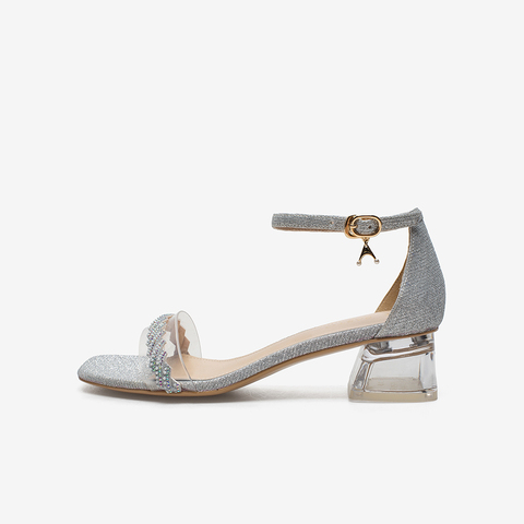 百思图2021夏季新款商场同款气质仙女风粗跟一字带女凉鞋RQ224BL1