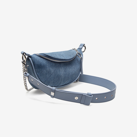 百思图2021夏季新款商场同款时尚链条腰包单肩斜挎包女X2310BX1