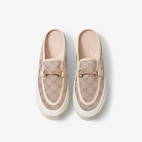 百思图2021夏季新款商场同款复古金属饰厚底穆勒拖女拖鞋WKM02BH1